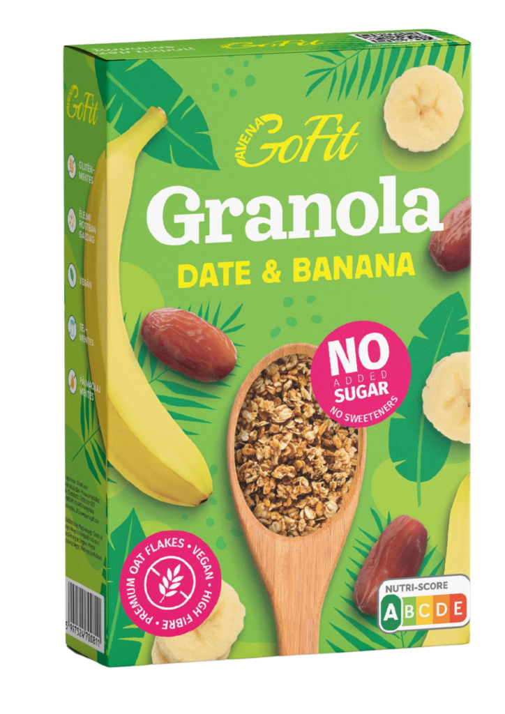 Gluten-free date and banana granola without added sugar or sweetener