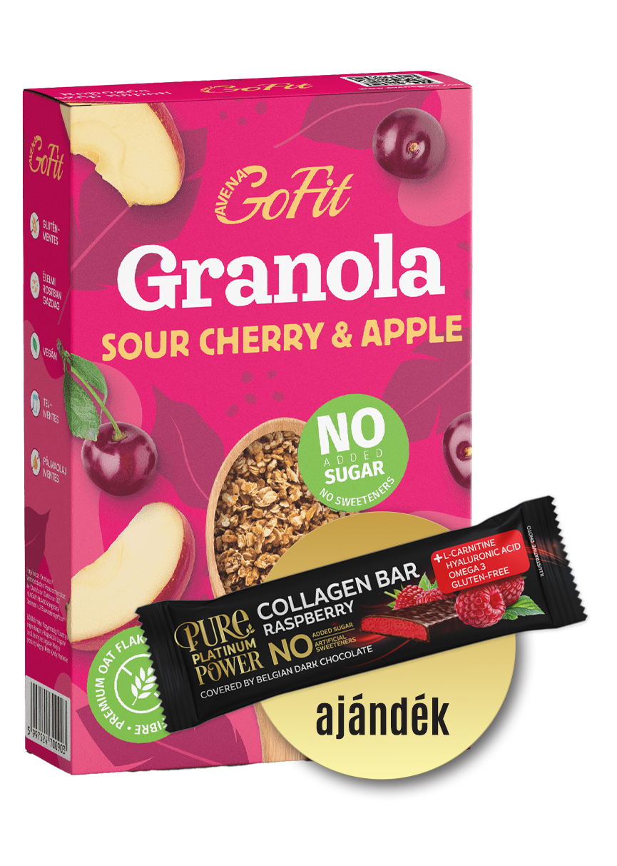 Meggyes-almás granola + 1 db ajándék málnás collagen bar